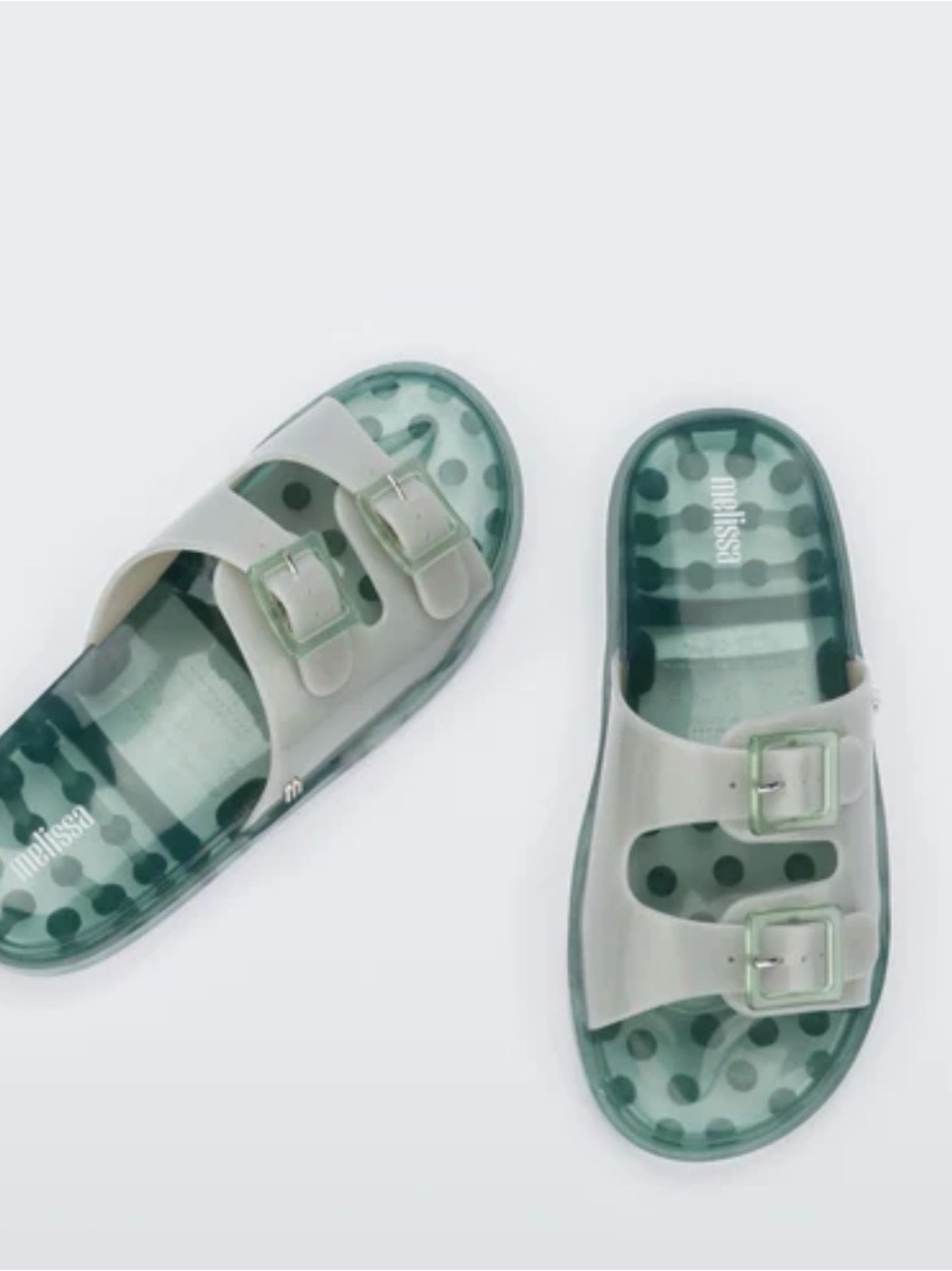 Melissa X Madewell Light Green Double-Buckle Jelly Slide Sandals